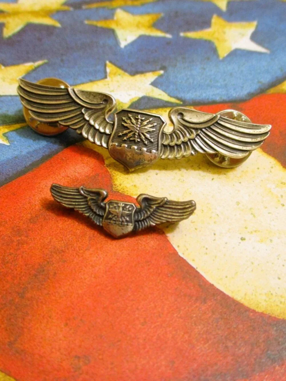 USAF Enlisted Navigator Wing Pair: Sterling Silver NS Meyer